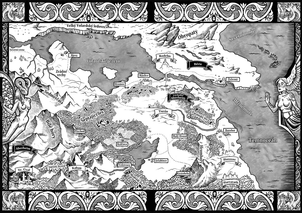 Mapa hory Kaban a jejího okolí, ilustrace Karolína Kufová